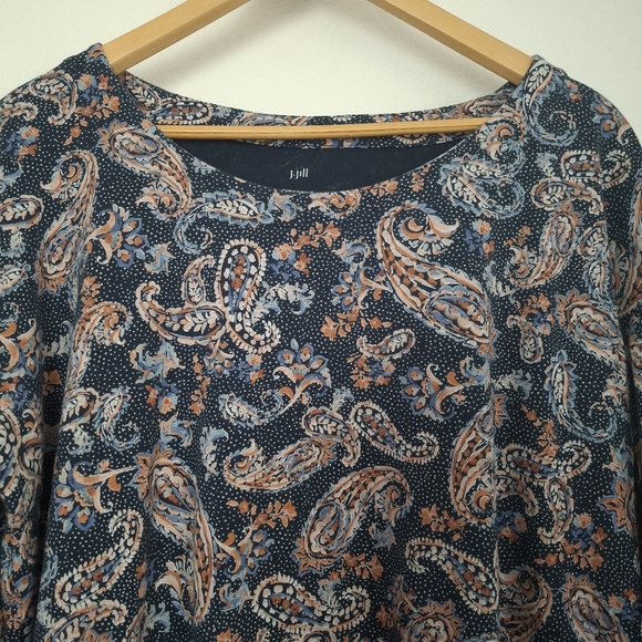J. Jill Simply Supima Scoop-neck Longsleeve Paisley Tunic Top - Picture 4 of 9